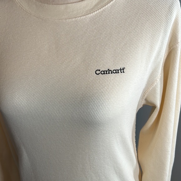 Carhartt Thermal Long Sleeve Shirt USA Made Off White Waffle Knit Mens M - Picture 6 of 10